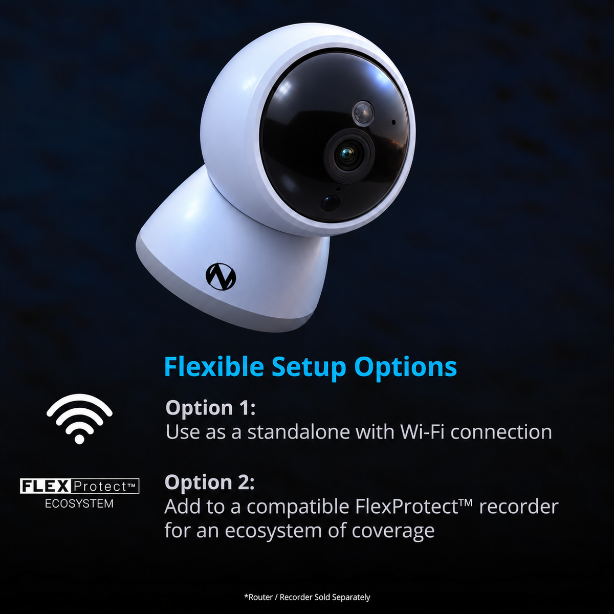 Indoor Wi-Fi IP Plug In 3MP Deterrence Camera with Pan, Tilt and 2-Way Audio - 2 pack - White