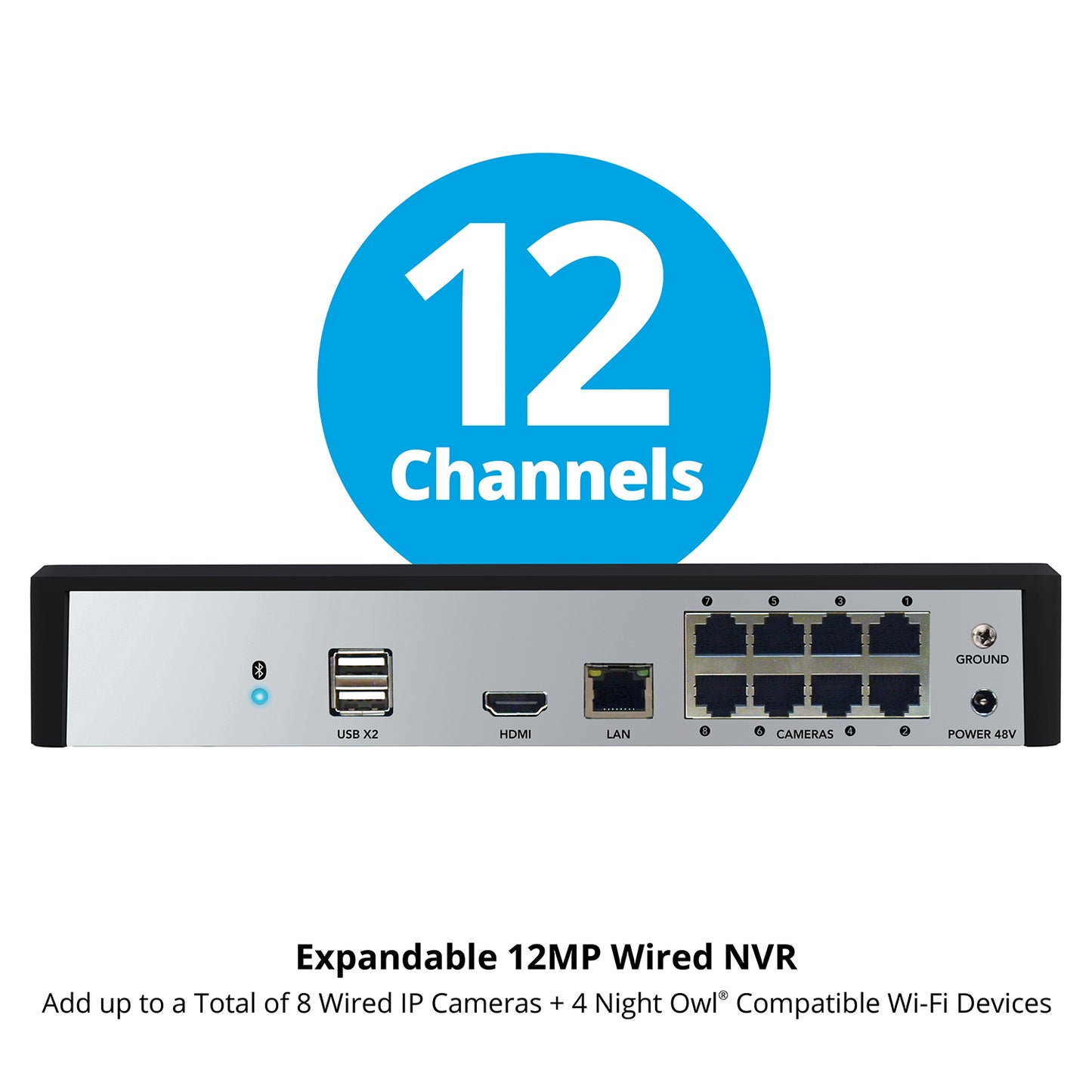 Power over Ethernet 12 Channel 4K+ 12MP NVR Security System with 2TB Hard Drive and 8 Wired IP 4K+ Deterrence Cameras
