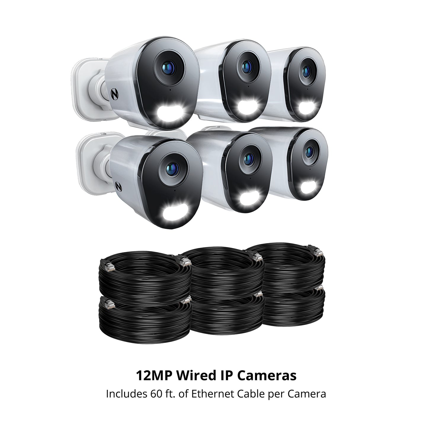 Power over Ethernet 12 Channel 4K+ 12MP NVR Security System with 2TB HD and 6 Wired IP 4K+ Deterrence Cameras and 2 Way Audio