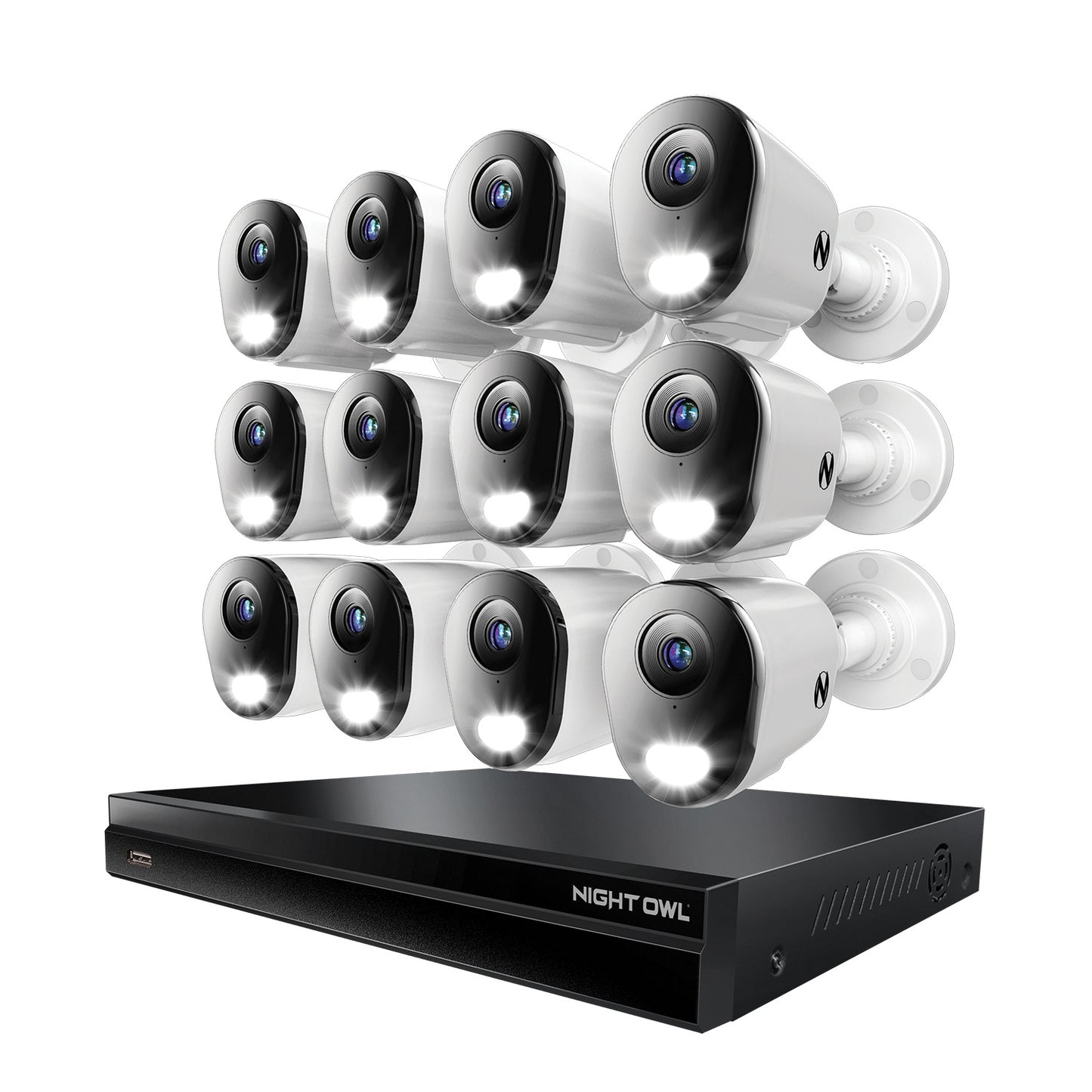 2-Way Audio 32 Channel 12MP NVR with 16TB HDD and 12 Wired IP 4K Deterrence Cameras
