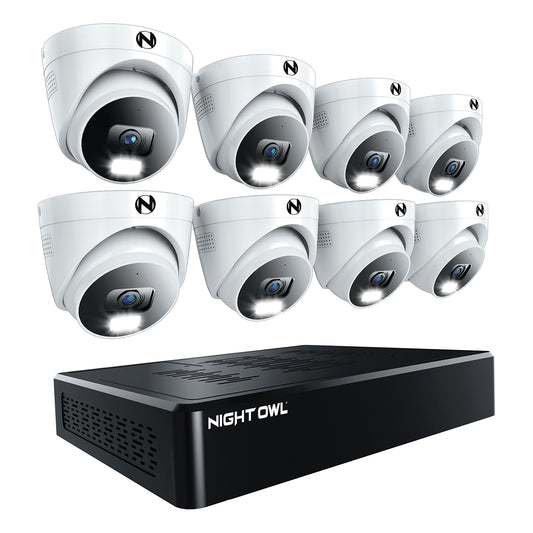 Power over Ethernet 12 Channel 4K+ 12MP NVR Security System with 2TB HD and 8 Wired IP 4K+ Deterrence Dome Cameras