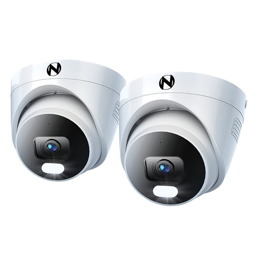 Add On Wired IP 4K+ 12MP Deterrence Dome Camera with 2-Way Audio - 2 Pack - White