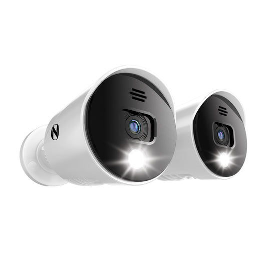 Add On Wired 4K Spotlight Cameras with Audio Alerts and Sirens - 2 Pack - White