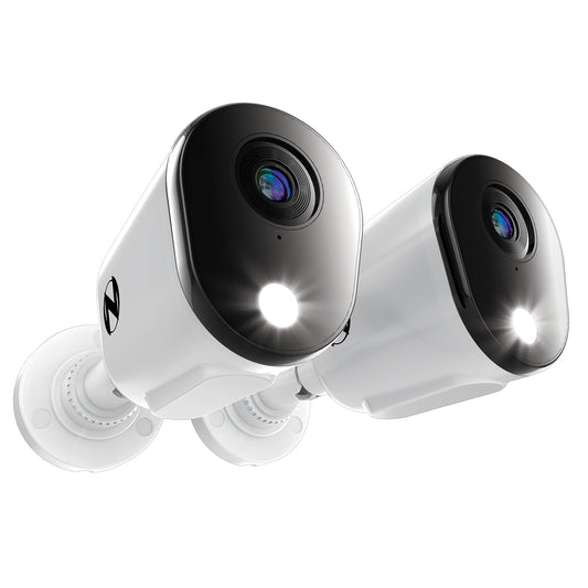 Add On Wired 2K Deterrence Cameras with 2-Way Audio - 2 Pack - White