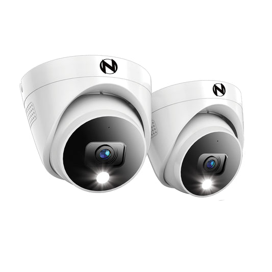 Add On Wired 2K Deterrence Dome Cameras with 2-Way Audio - 2 Pack - White