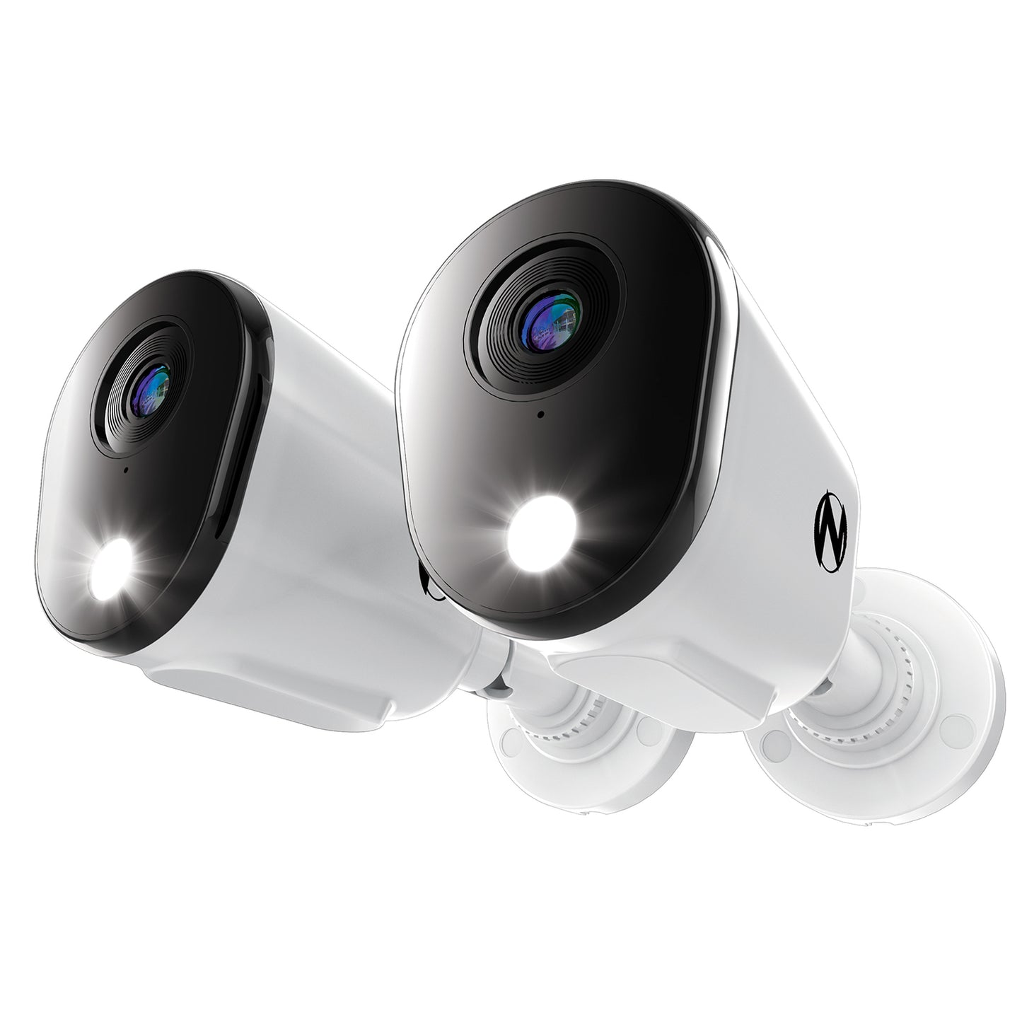 Refurbished Add On Wired 4K Deterrence Cameras with 2-Way Audio - 2 Pack - White