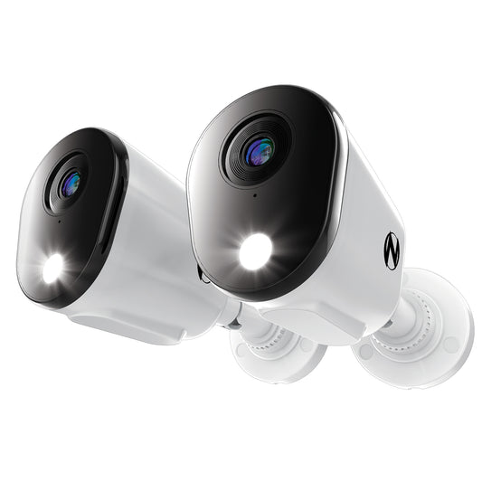 Add On Wired 4K Deterrence Cameras with 2-Way Audio - 2 Pack - White