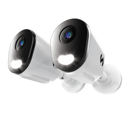 Add On Wired IP 4K Deterrence Cameras with 2-Way Audio - 2 Pack - White