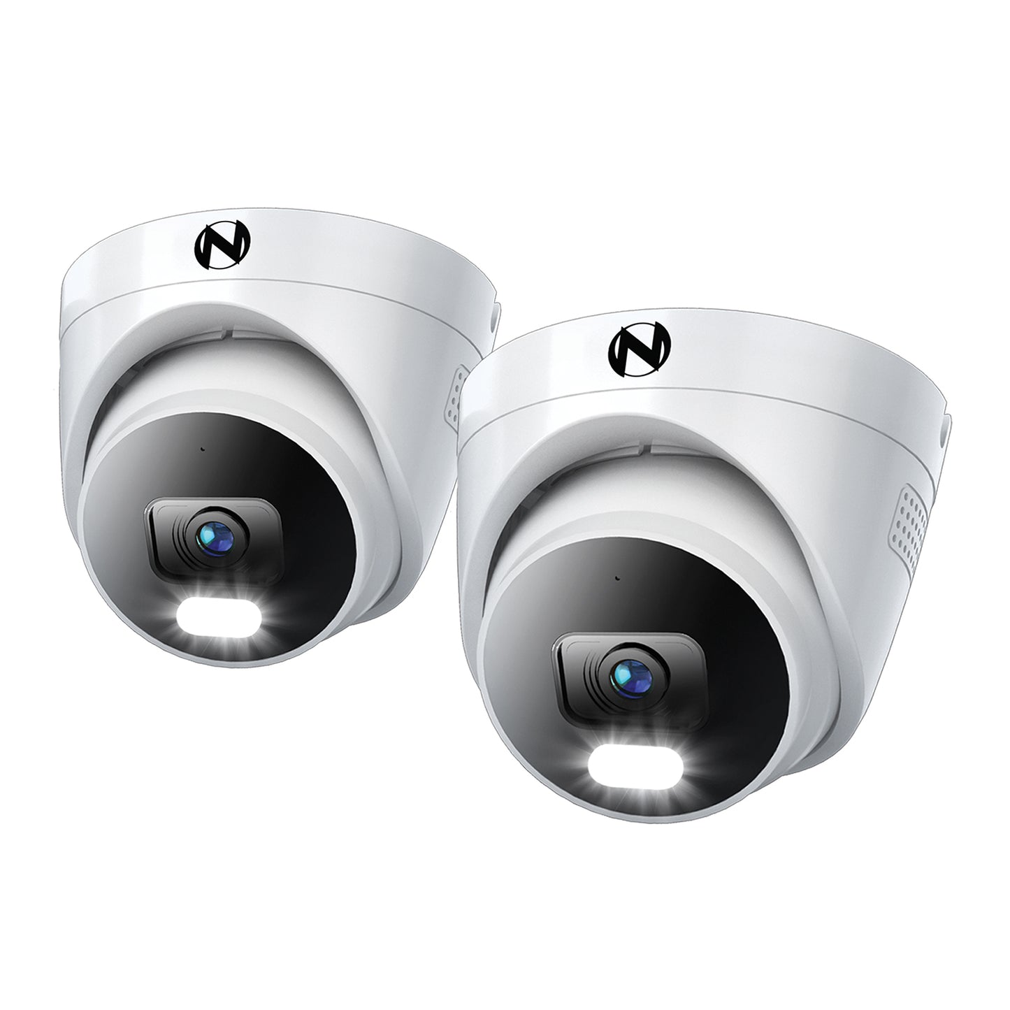 Add On Wired IP 4K Deterrence Dome Cameras with 2-Way Audio - 2 Pack - White