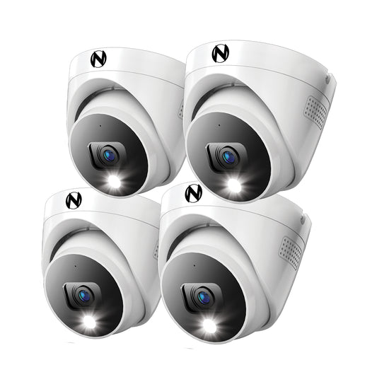 Add On Wired 4K Deterrence Dome Cameras with 2-Way Audio - 4 Pack - White