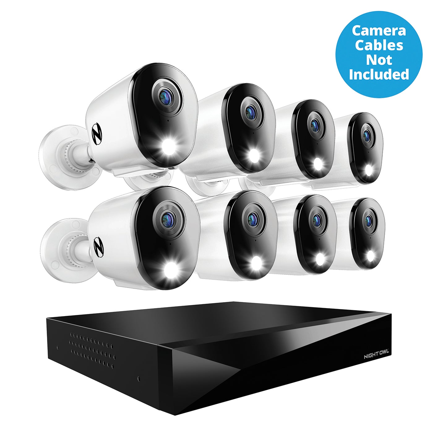 2-Way Audio 12 Channel DVR Security System with 1TB Hard Drive and 8 Wired 2K Deterrence Cameras - Camera Cables Not Included