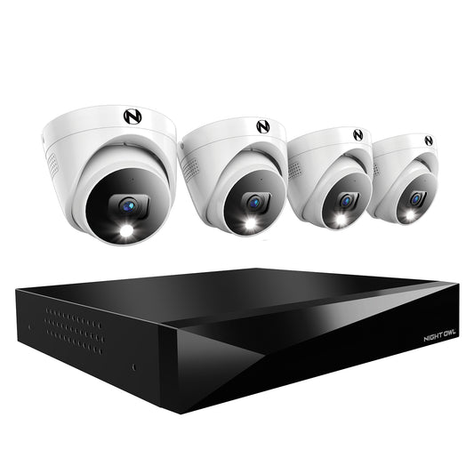 2-Way Audio 12 Channel DVR Security System with 2TB Hard Drive and 4 Wired 2K Deterrence Dome Cameras