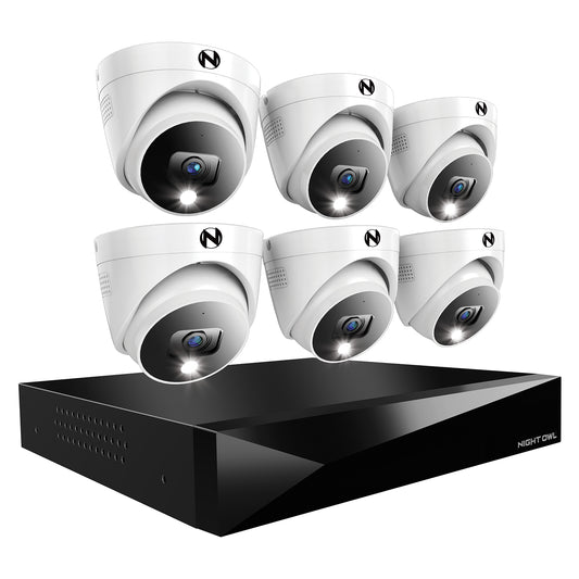 2-Way Audio 12 Channel DVR Security System with 2TB Hard Drive and 6 Wired 2K Deterrence Dome Cameras