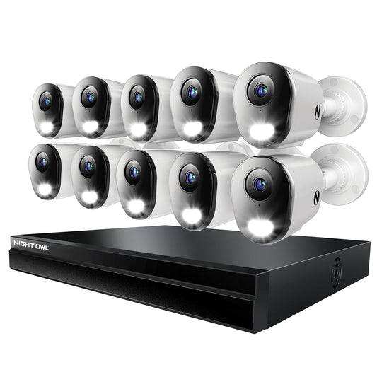 Power over Ethernet 24 Channel NVR Security System with 4TB Hard Drive and 10 Wired IP 4K Deterrence Cameras