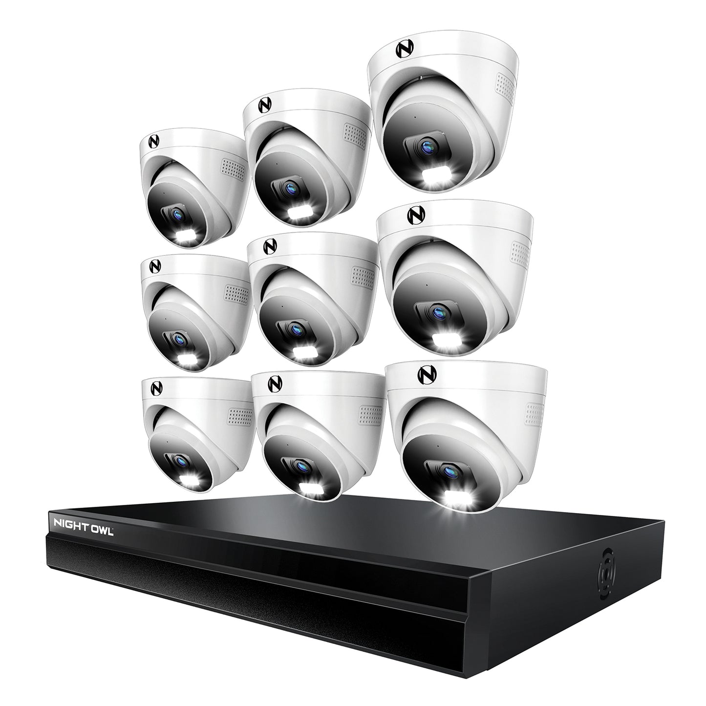 Power over Ethernet 24 Channel NVR Security System with 4TB Hard Drive and 9 Wired IP 4K Deterrence Dome Cameras