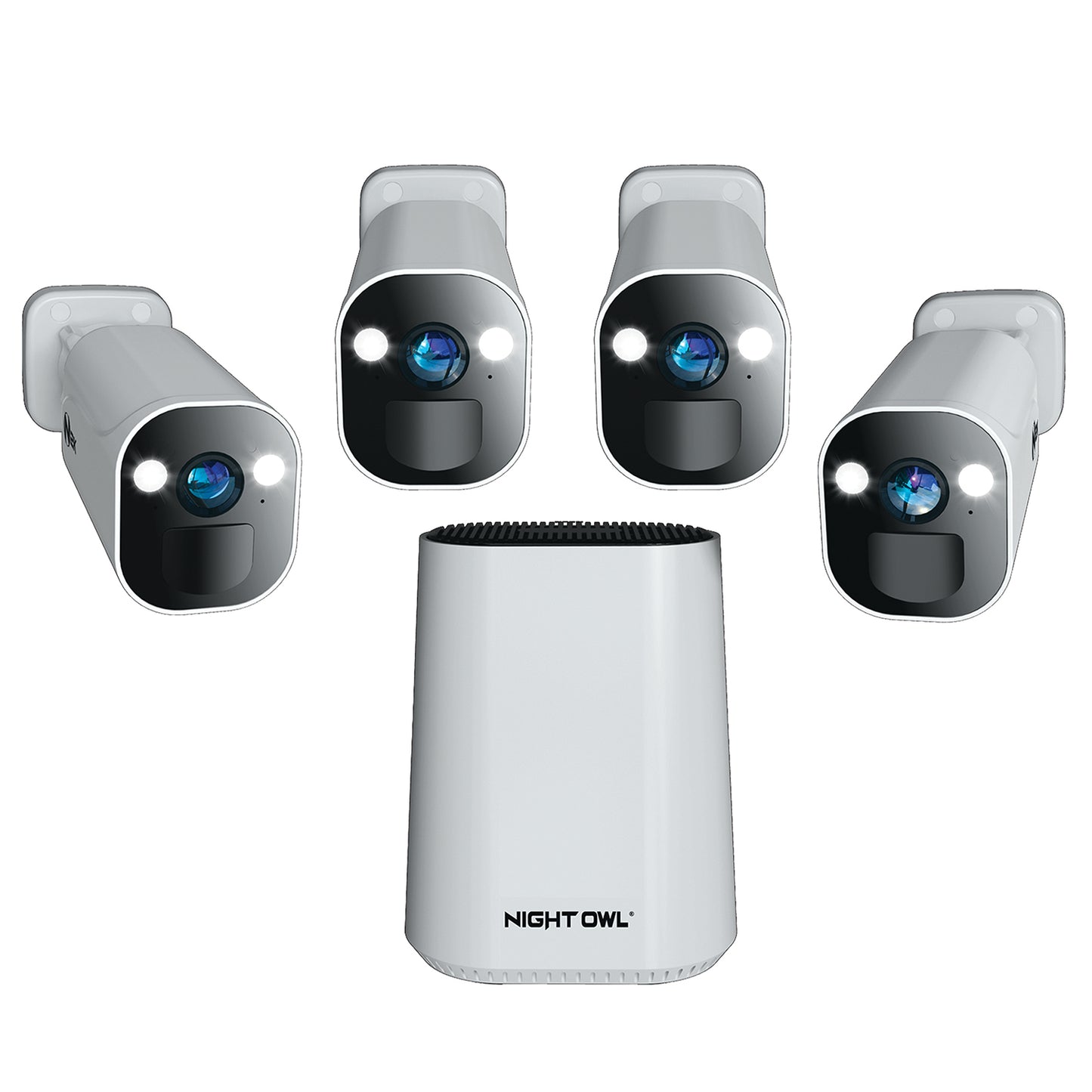 Refurbished Expandable Wi-Fi Security Hub with 64GB microSD Card and 4 Wire Free 2K Deterrence Cameras