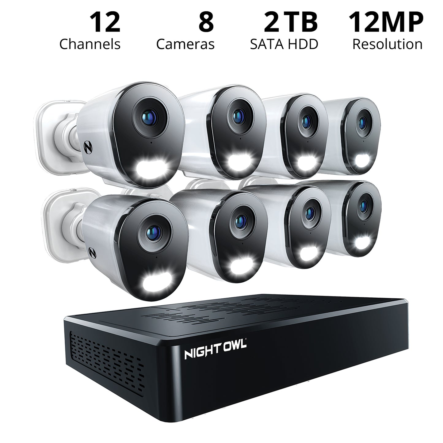 Power over Ethernet 12 Channel 4K+ 12MP NVR Security System with 2TB Hard Drive and 8 Wired IP 4K+ Deterrence Cameras