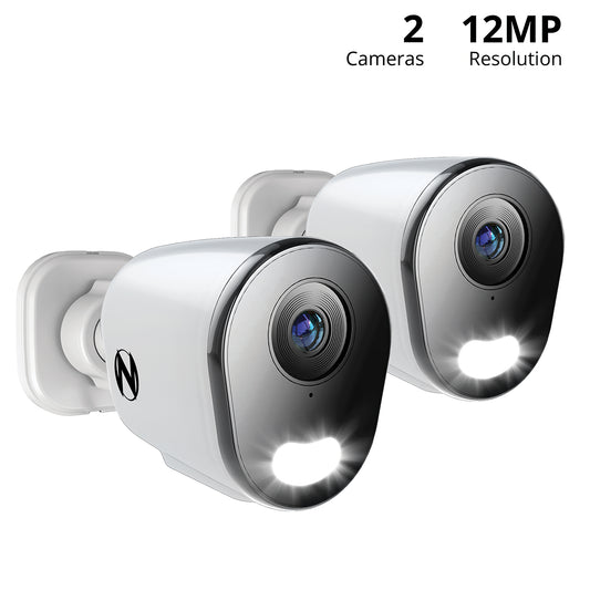 Add On Wired IP 4K+ 12MP Deterrence Camera with 2-Way Audio - 2 Pack - White