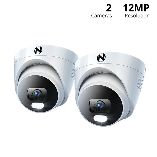 Add On Wired IP 4K+ 12MP Deterrence Dome Camera with 2-Way Audio - 2 Pack - White