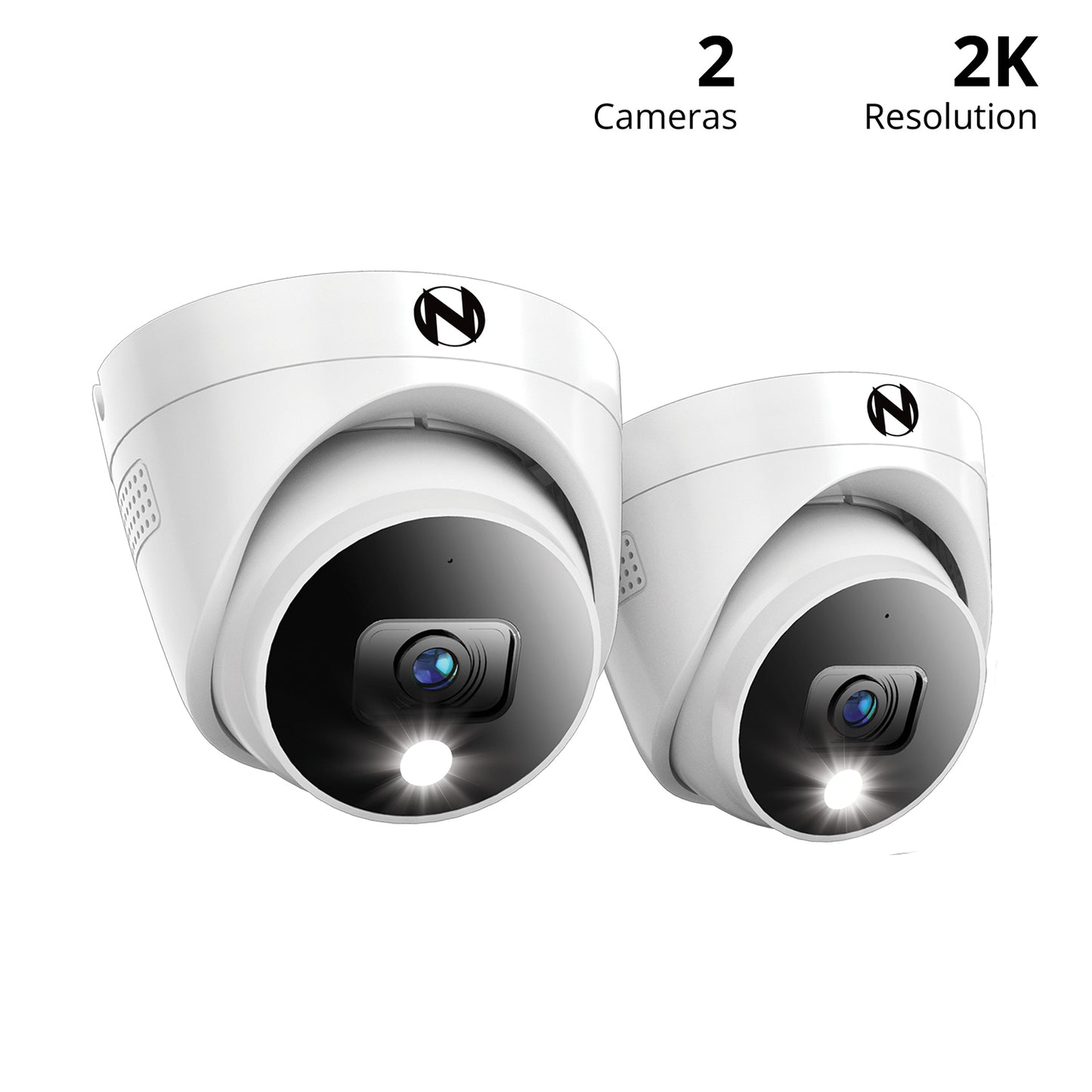 Add On Wired 2K Deterrence Dome Cameras with 2-Way Audio - 2 Pack - White