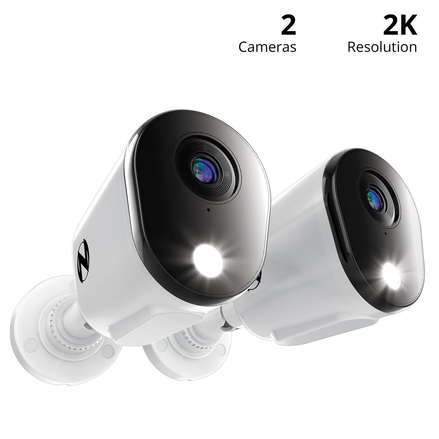 Refurbished Add On Wired 2K Deterrence Cameras with 2-Way Audio - 2 Pack - White
