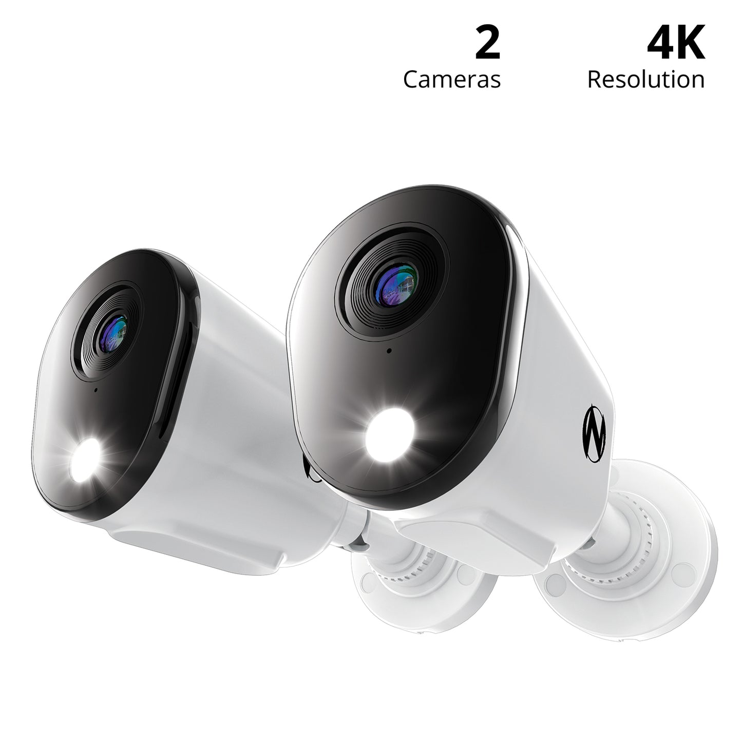 Refurbished Add On Wired 4K Deterrence Cameras with 2-Way Audio - 2 Pack - White