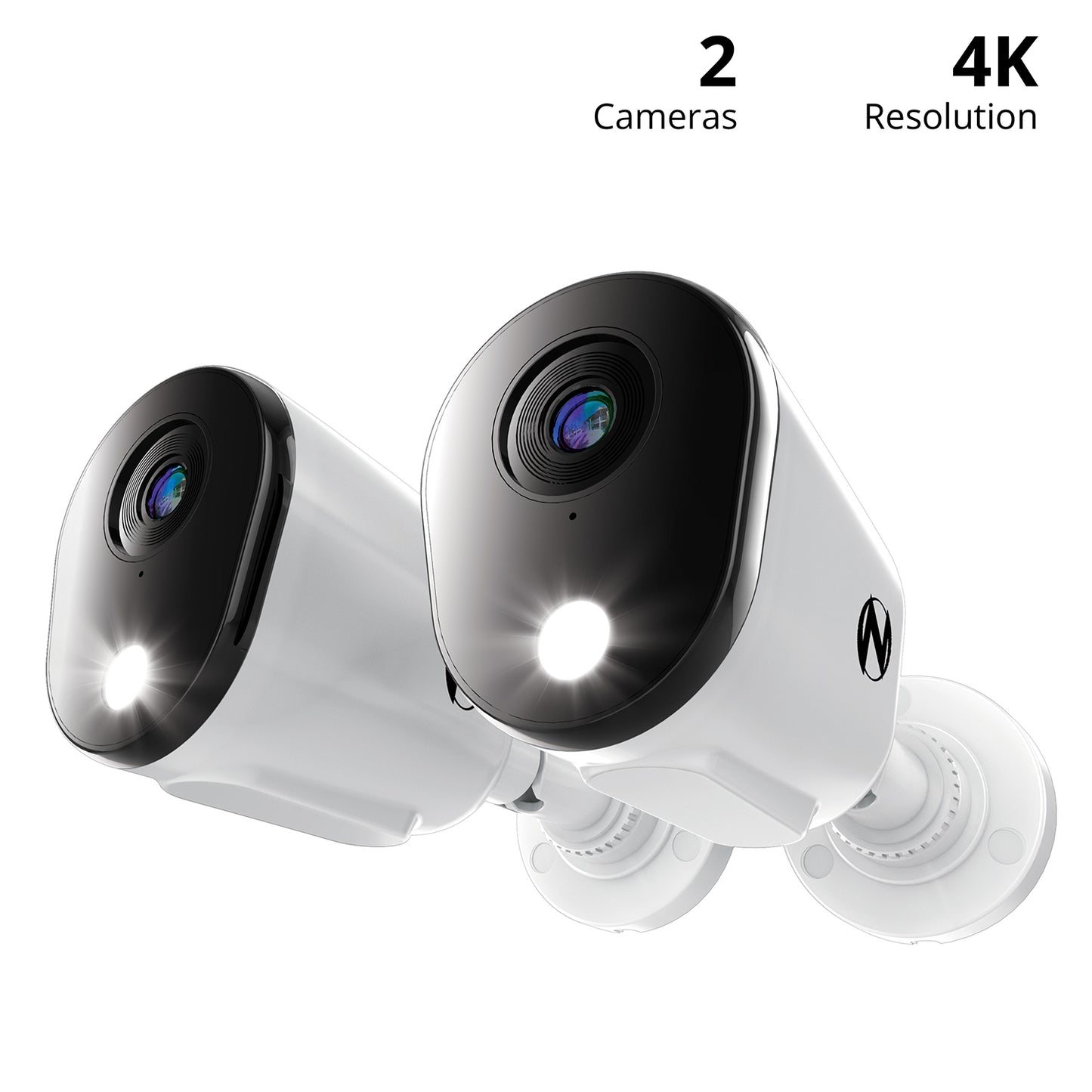 Add On Wired 4K Deterrence Cameras with 2-Way Audio - 2 Pack - White