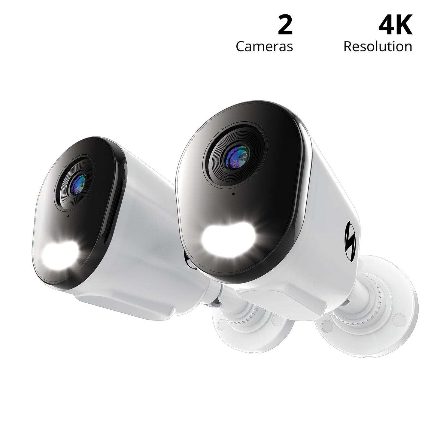 Add On Wired IP 4K Deterrence Cameras with 2-Way Audio - 2 Pack - White