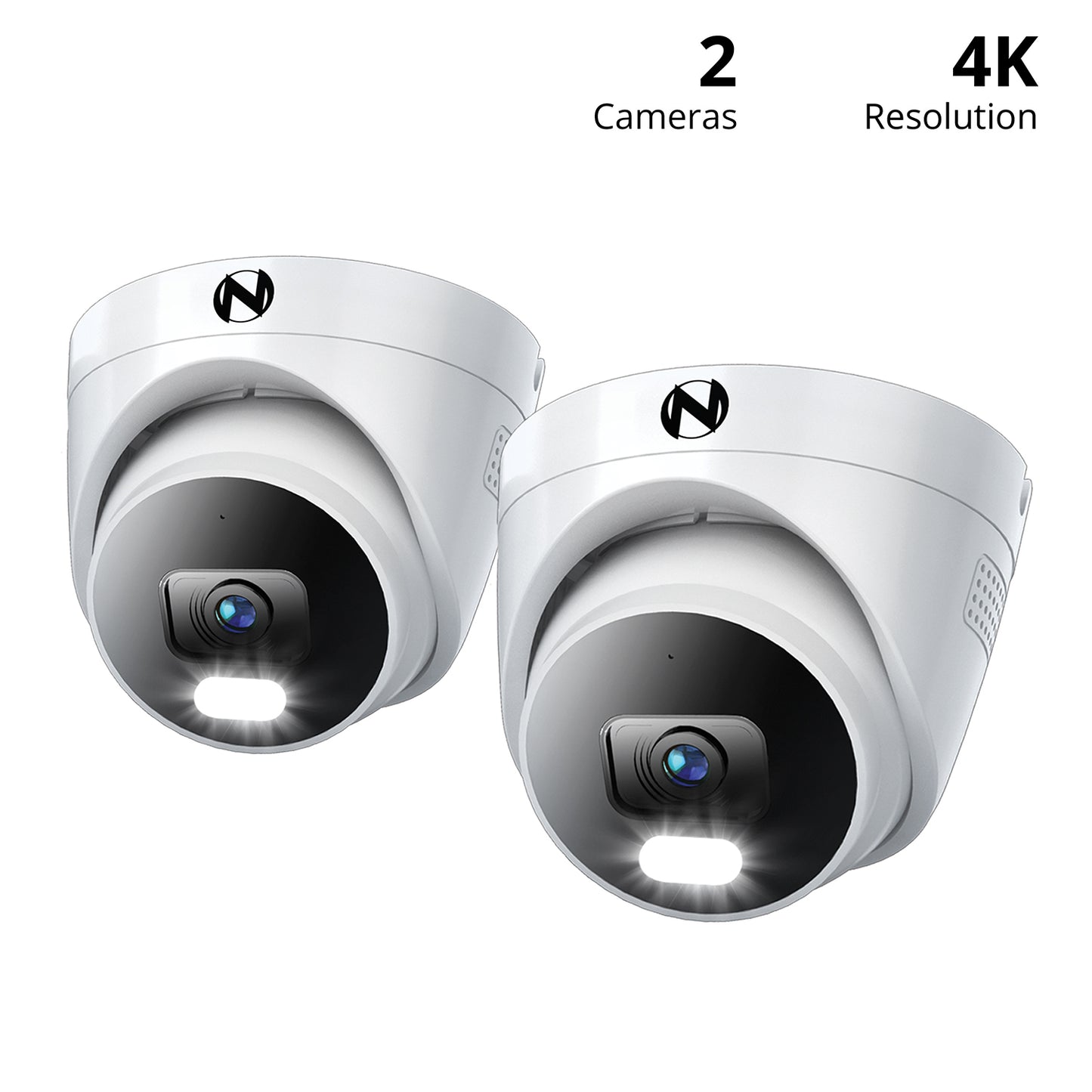 Add On Wired IP 4K Deterrence Dome Cameras with 2-Way Audio - 2 Pack - White