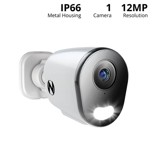 Ruggedized Add On Wired IP 4K+ 12MP Deterrence Camera with 2-Way Audio - 1 Pack - White