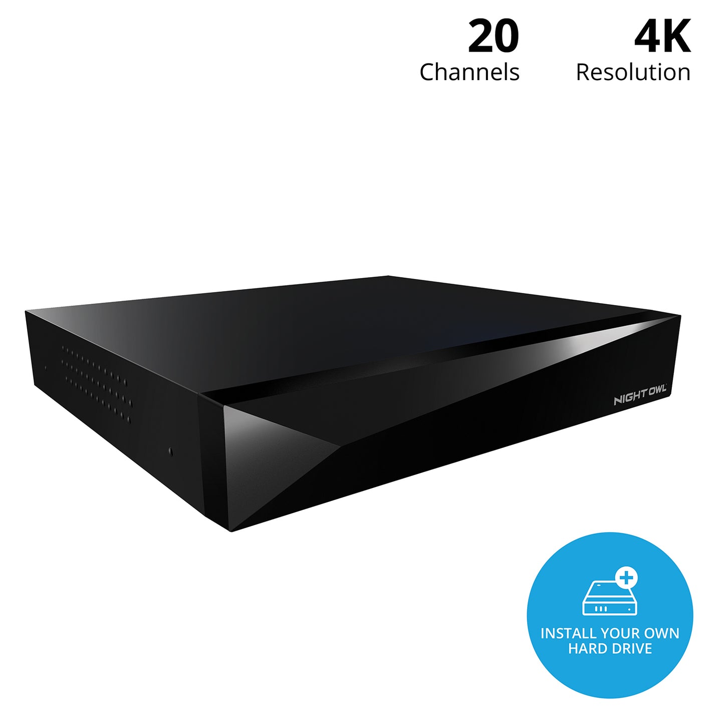 2-Way Audio 20 Channel 4K DVR with Customizable Storage - Add up to 20 Total Devices