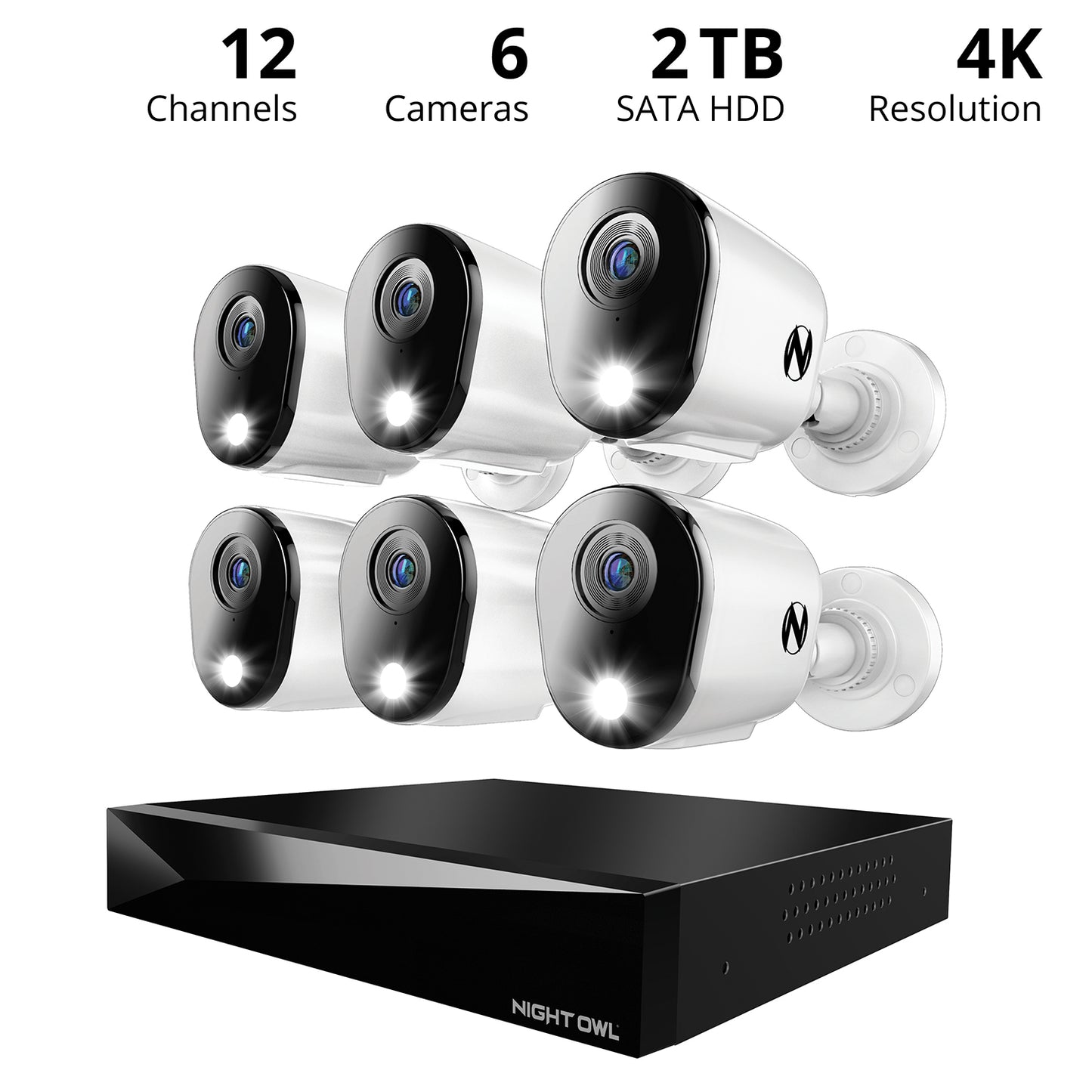 2-Way Audio 12 Channel DVR Security System with 2TB Hard Drive and 6 Wired 4K Deterrence Cameras