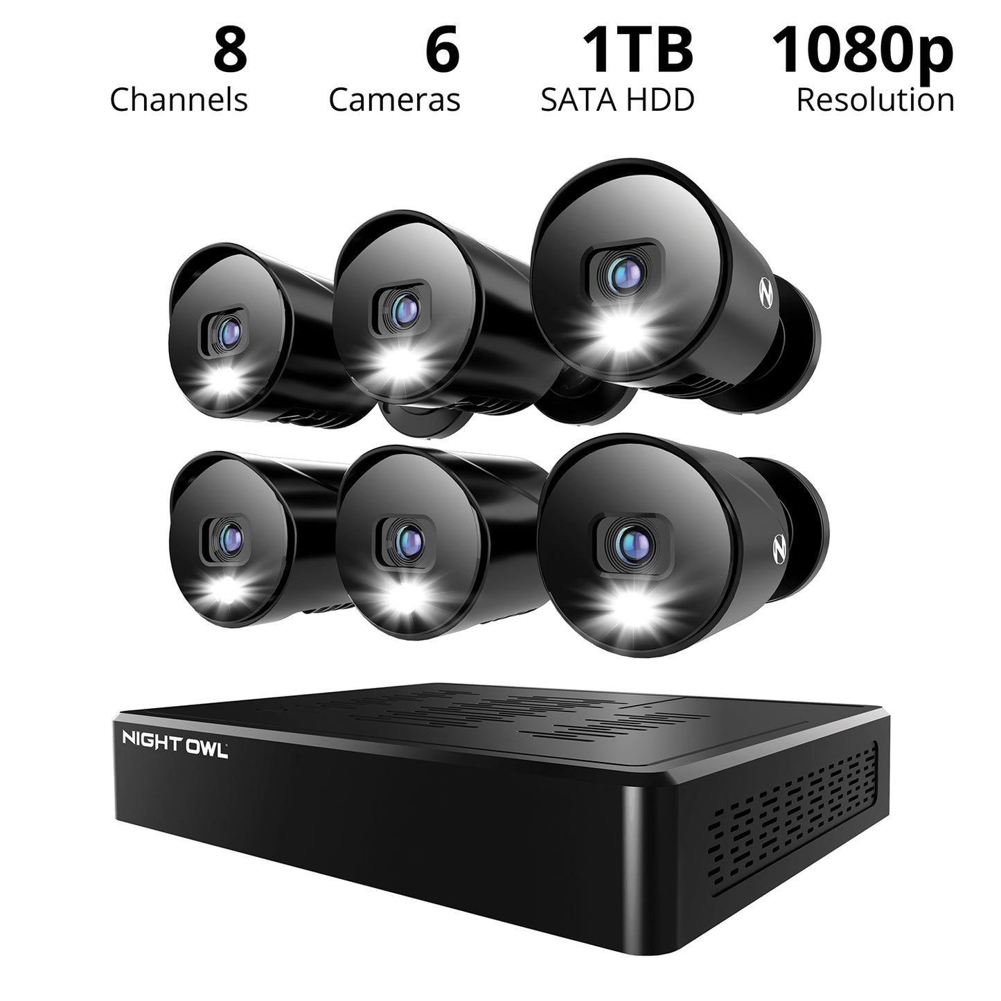 12 Channel DVR Security System with 1TB Hard Drive and 6 Wired 1080p Deterrence Cameras