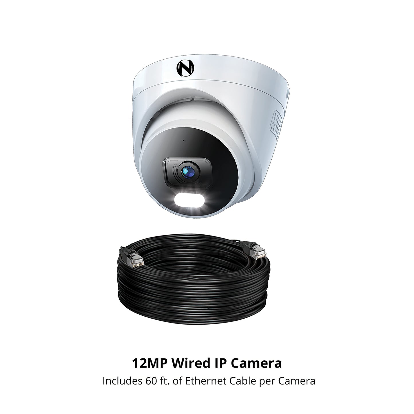 Ruggedized Add On Wired IP 4K+ 12MP Deterrence Dome Camera with 2-Way Audio - 1 Pack - White