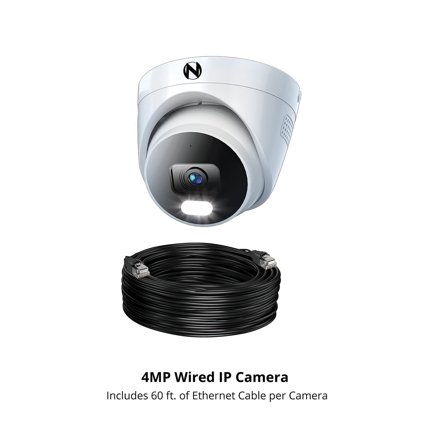 Ruggedized Add On Wired IP 4MP Deterrence Dome Camera with 2-Way Audio - 1 Pack - White