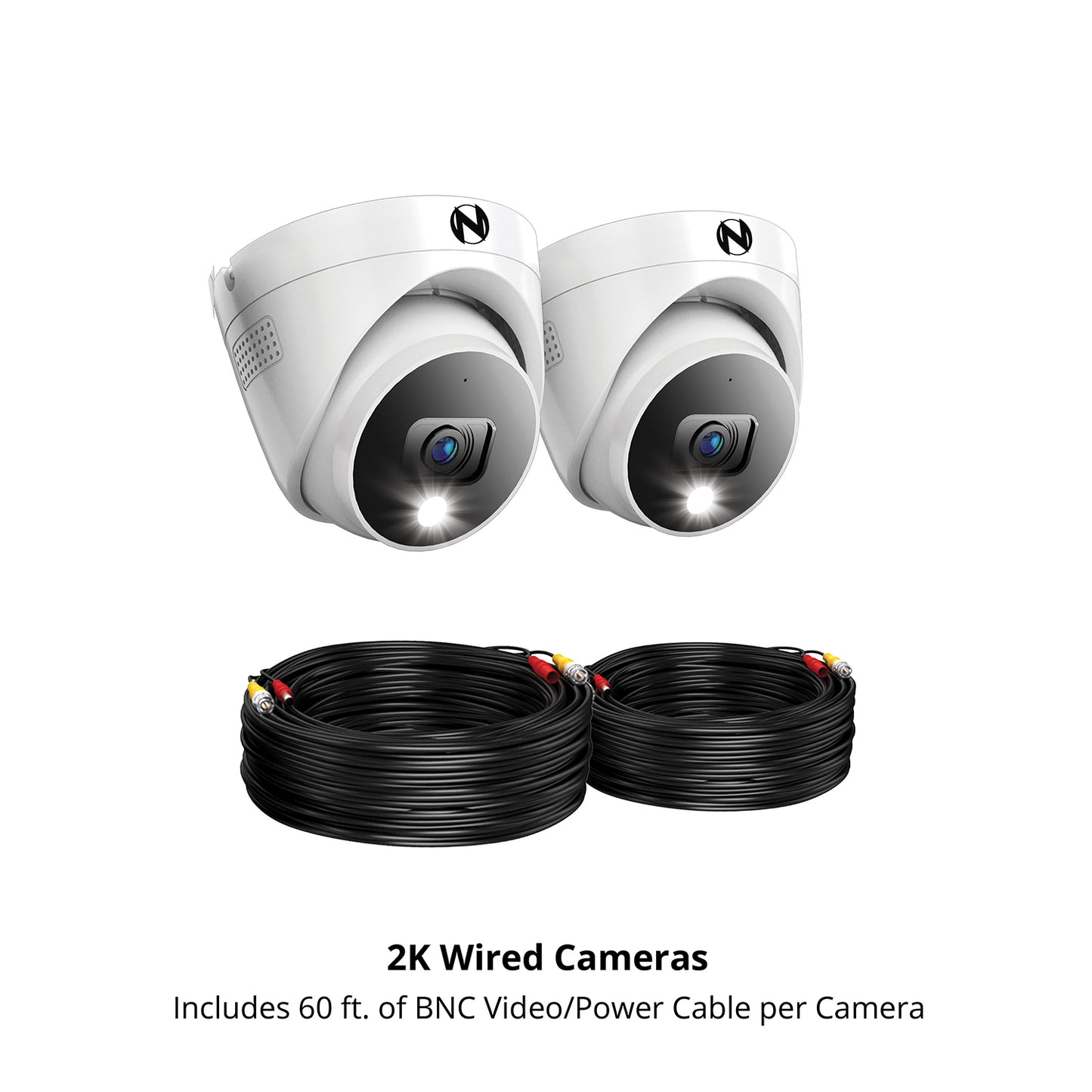 Add On Wired 2K Deterrence Dome Cameras with 2-Way Audio - 2 Pack - White