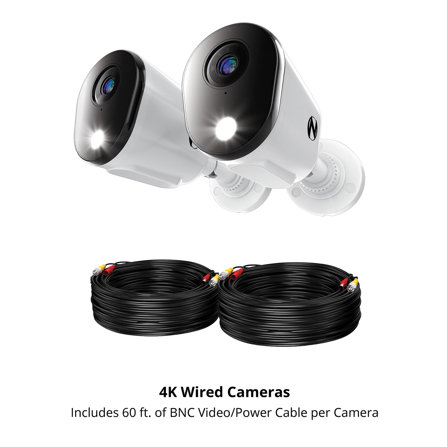 Refurbished Add On Wired 4K Deterrence Cameras with 2-Way Audio - 2 Pack - White