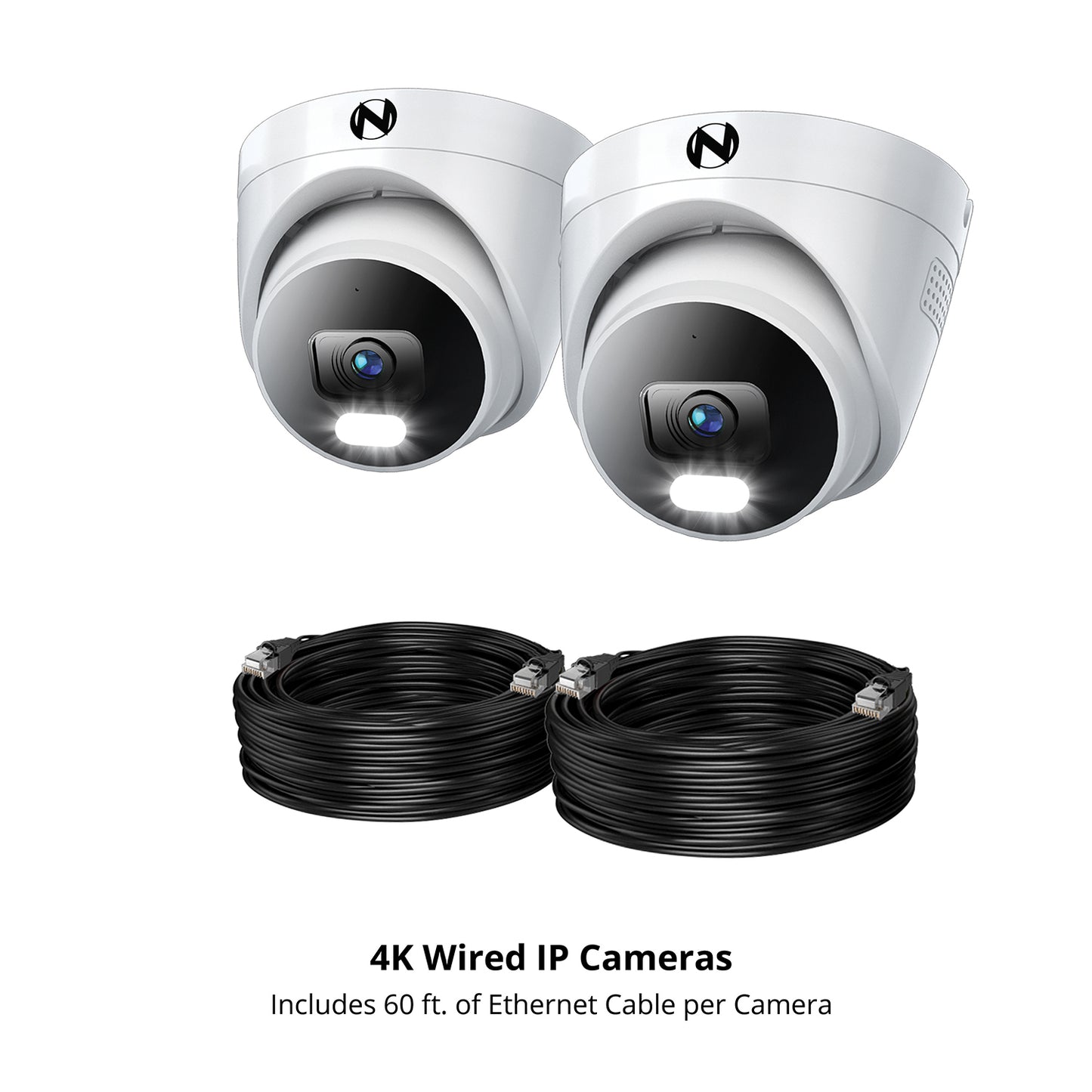 Add On Wired IP 4K Deterrence Dome Cameras with 2-Way Audio - 2 Pack - White