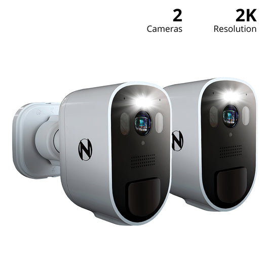 Wire Free 2K Spotlight Camera with 2-Way Audio - 2 Pack - White