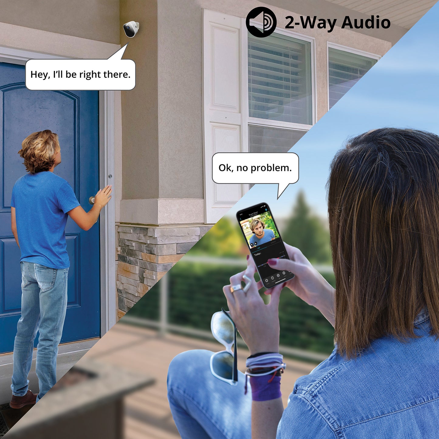 Wire Free 2K Spotlight Camera with 2-Way Audio - 2 Pack - White