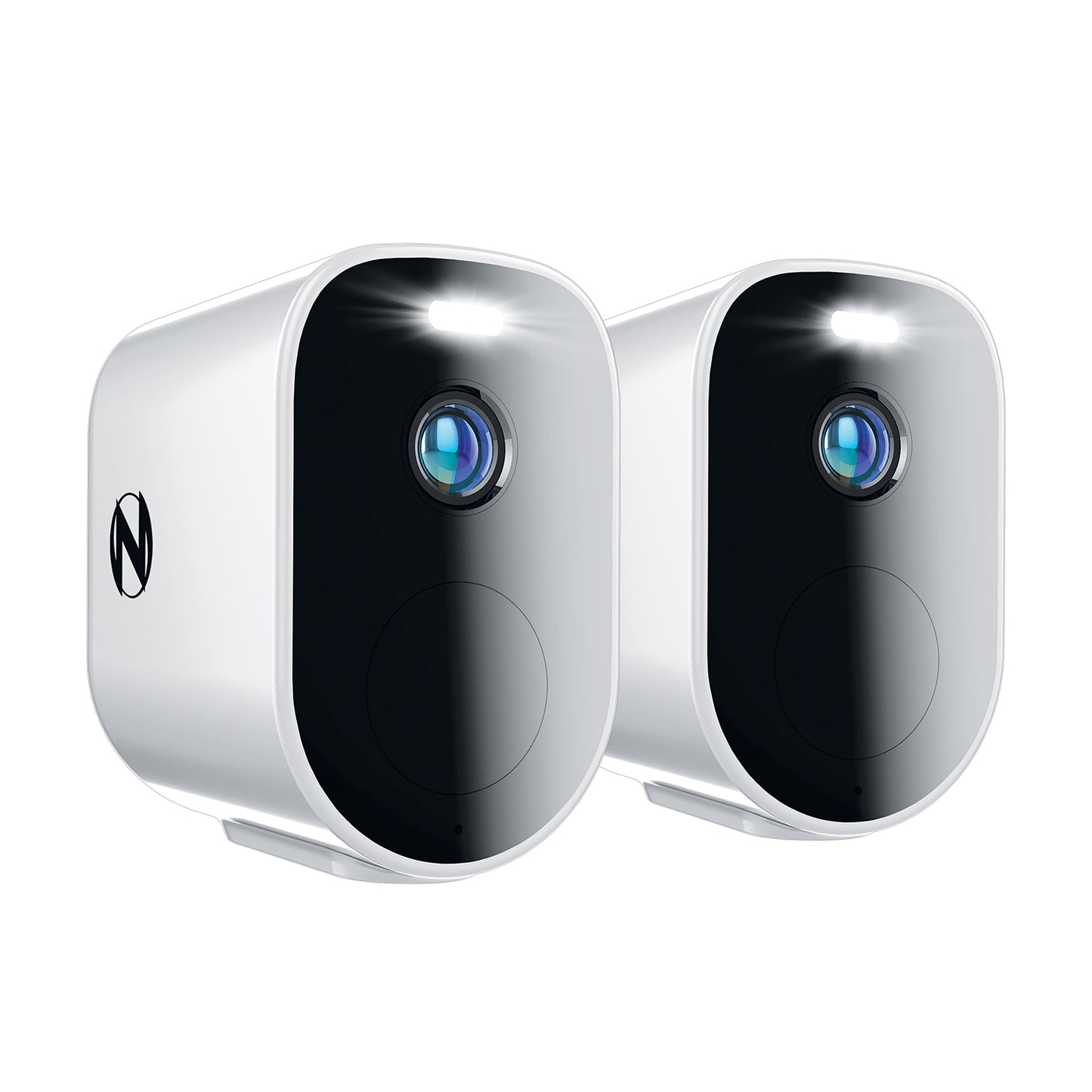 Refurbished Wire Free (Battery) 2K Spotlight Cameras with 2-Way Audio and Audio Alerts and Sirens - 2 Pack - White