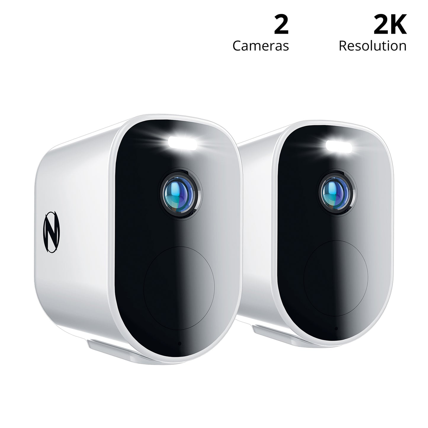 Refurbished Wire Free (Battery) 2K Spotlight Cameras with 2-Way Audio and Audio Alerts and Sirens - 2 Pack - White