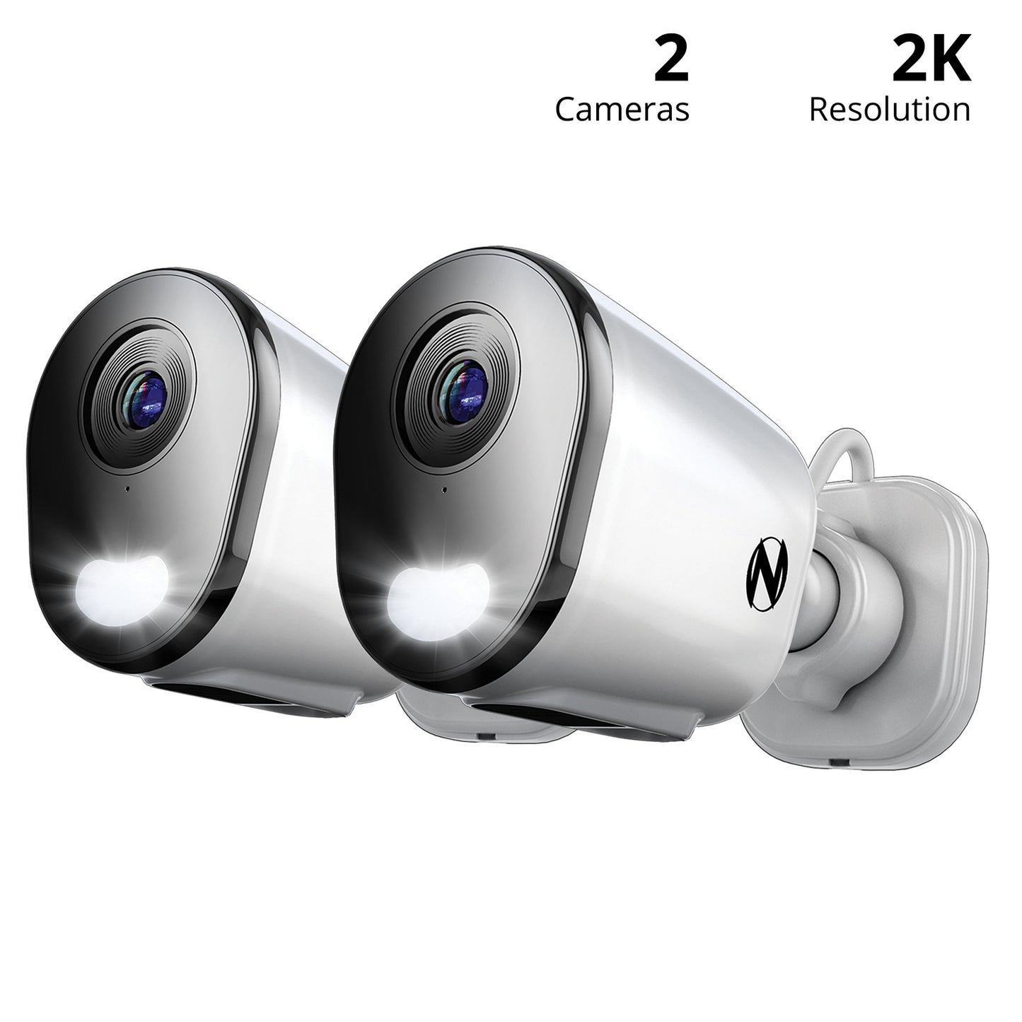 Wi-Fi IP Plug In 2K HD Deterrence Cameras with 2-Way Audio and Audio Alerts and Sirens - 2 Pack - White