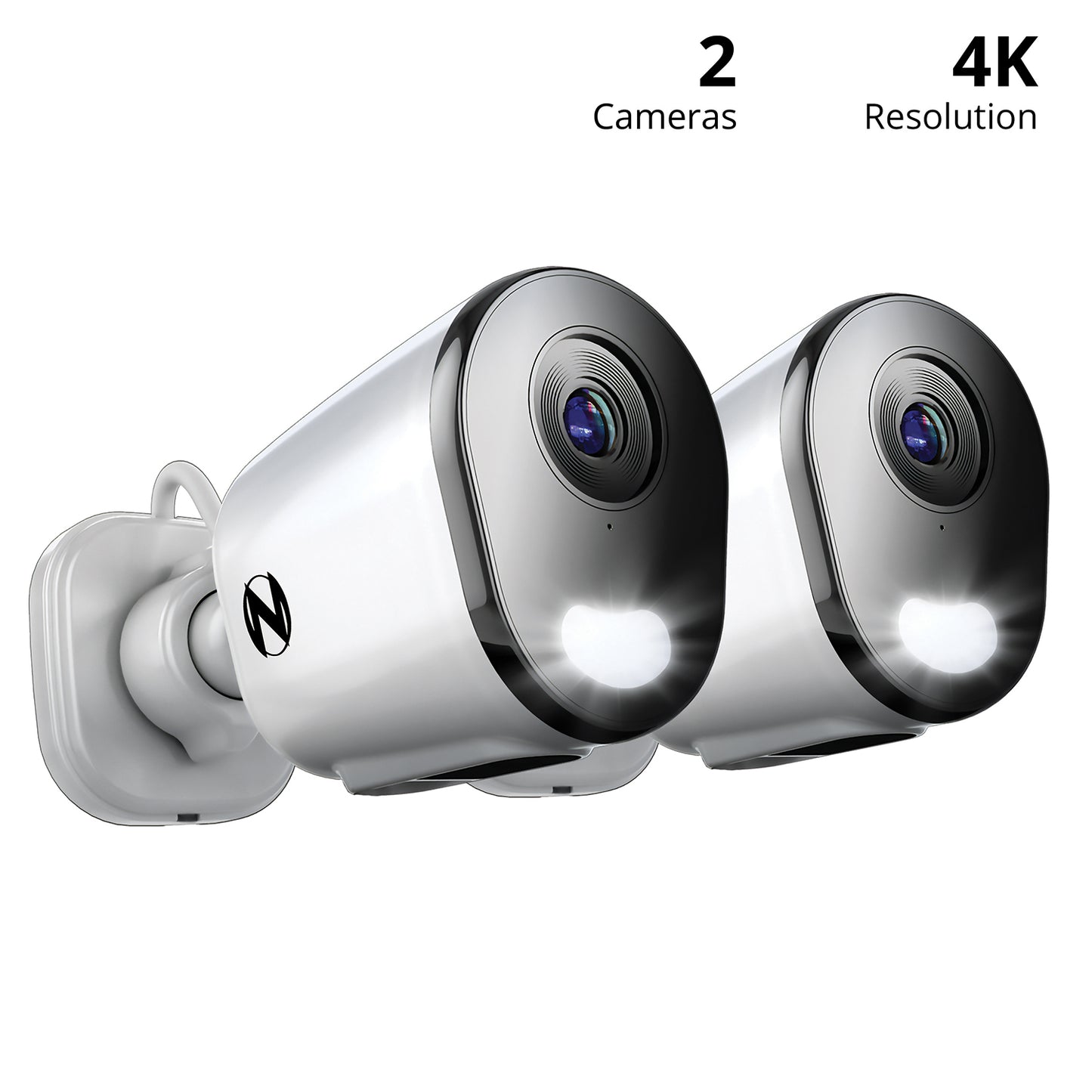Wi-Fi IP Plug In 4K HD Deterrence Cameras with 2-Way Audio and Audio Alerts and Sirens – 2 Pack - White