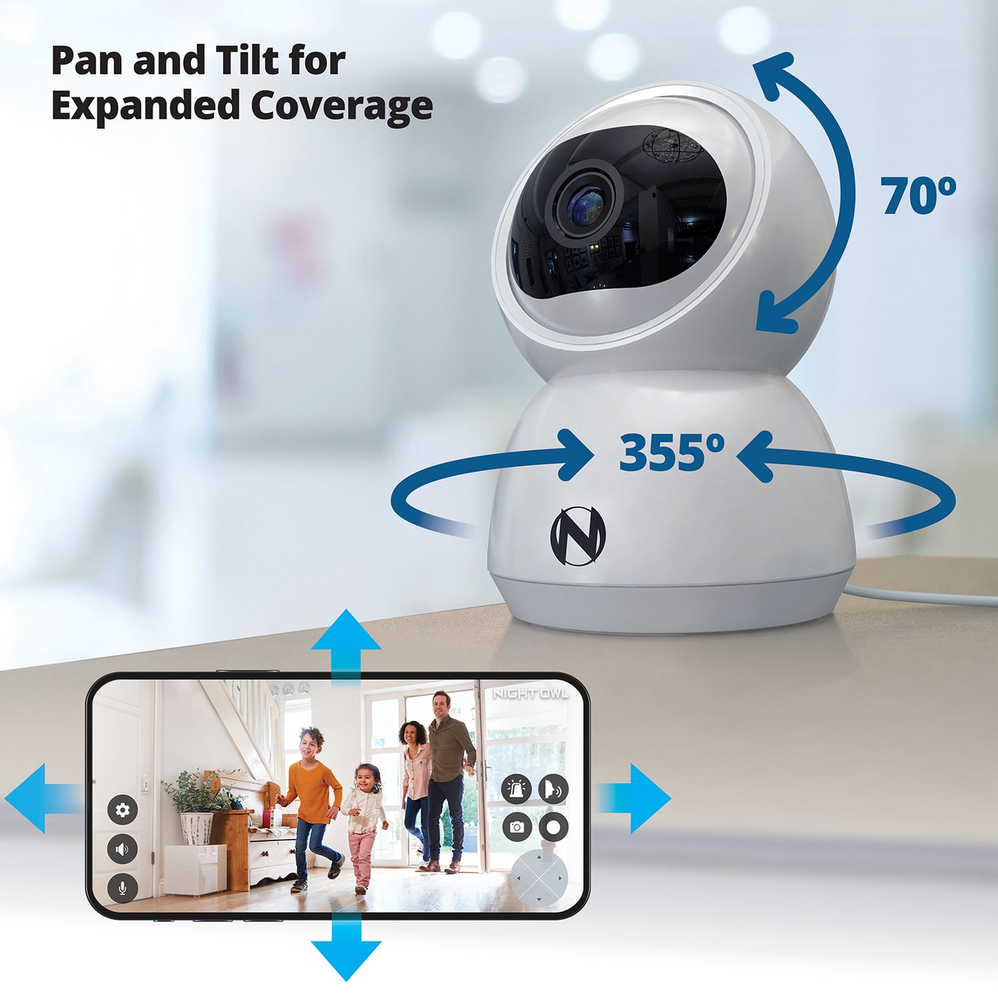 Indoor Wi-Fi IP Plug In 3MP Deterrence Camera with Pan, Tilt and 2-Way Audio - White