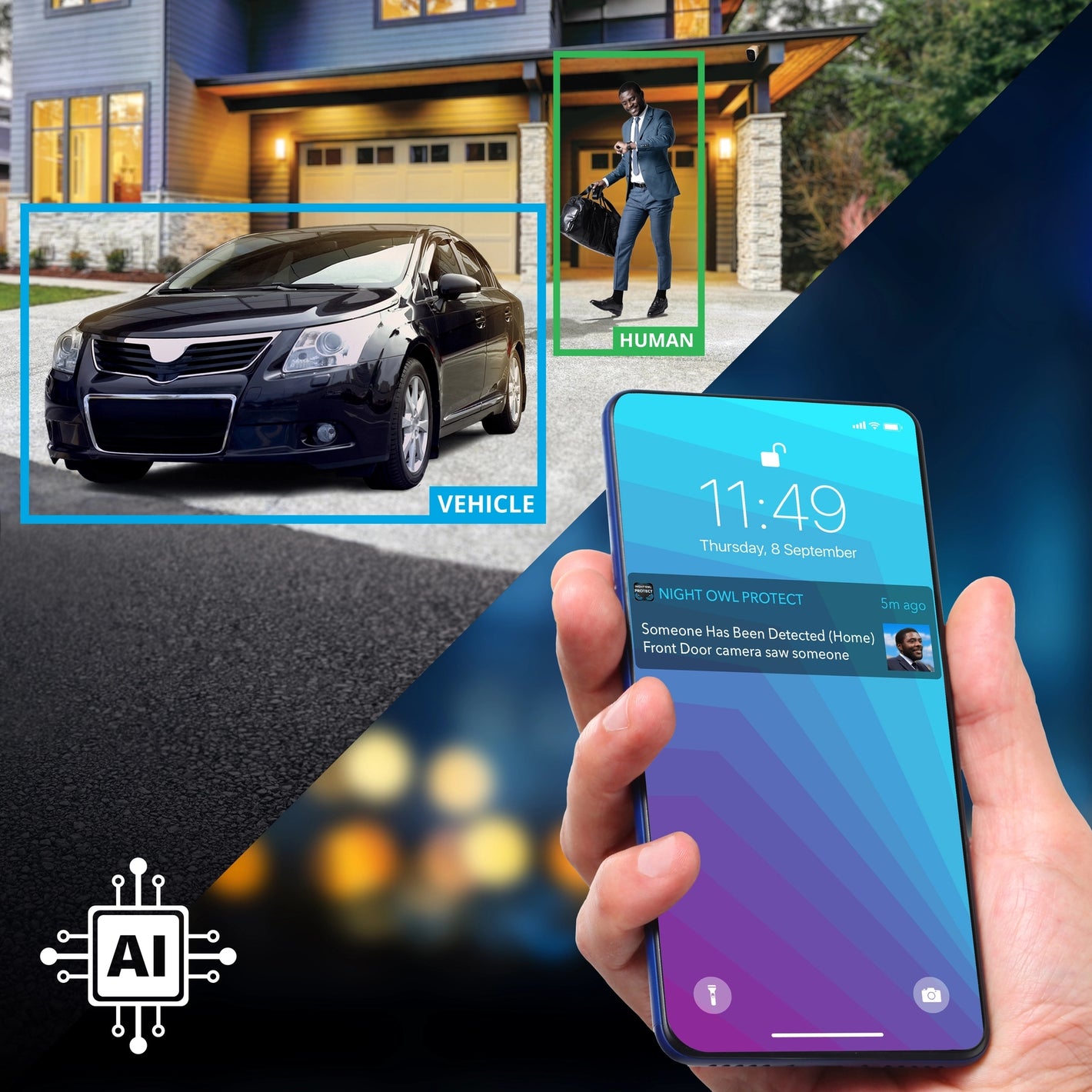 App using camera to tell the difference between car and person outside