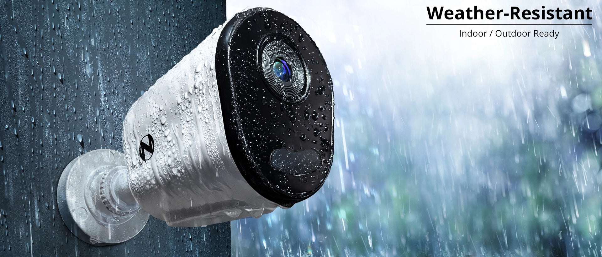 spotlight security camera in the rain