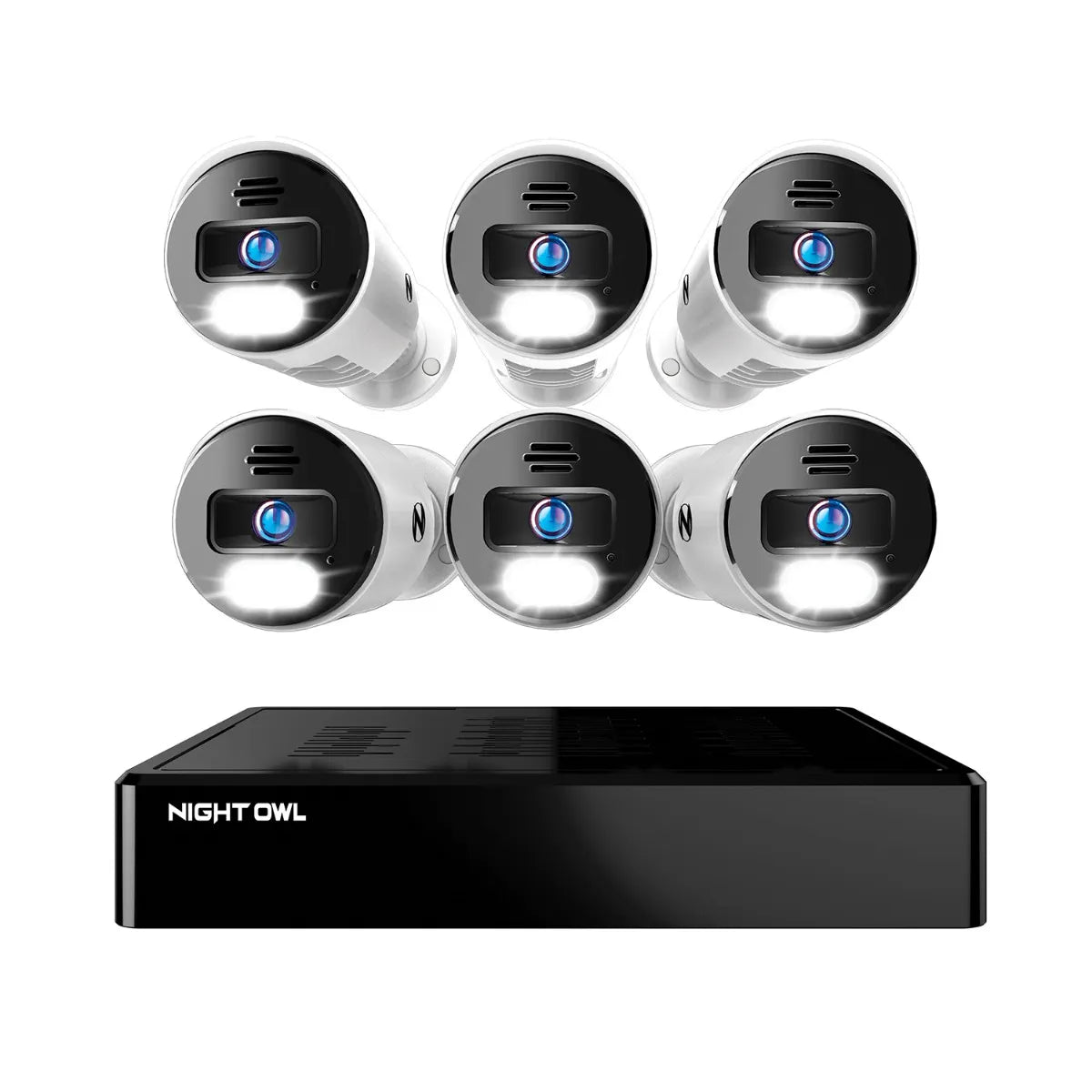 Refurbished 12 Channel 4K Bluetooth NVR with 2TB Hard Drive and 6 Wired 4K Spotlight Cameras with 2-Way Audio and Audio Alerts and Sirens