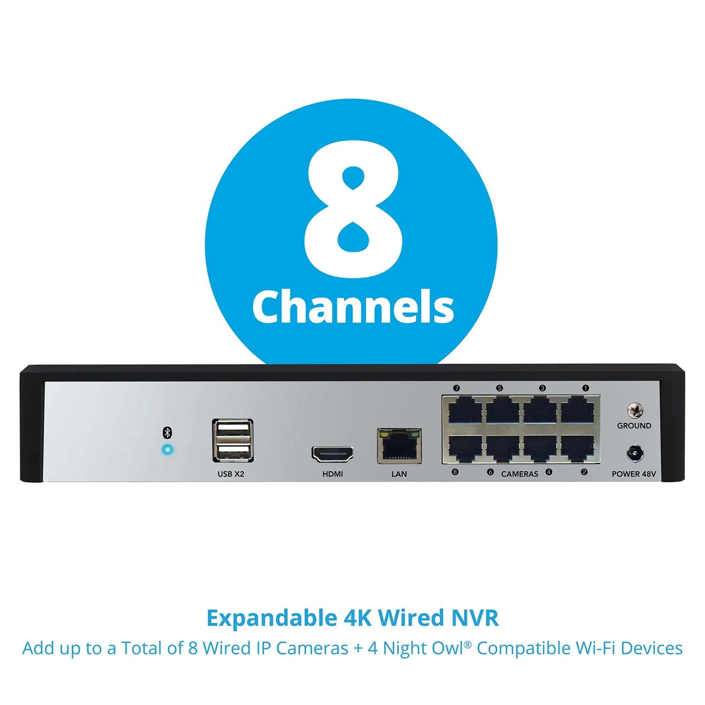Power over Ethernet 12 Channel 4K Bluetooth NVR with 2TB Hard Drive - Add up to 12 Total Devices
