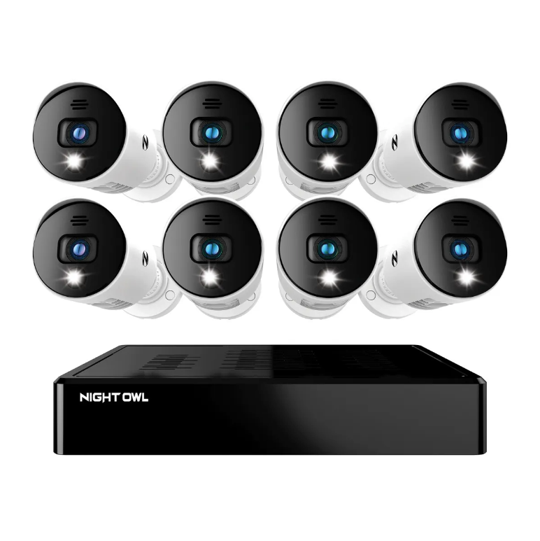 8 Channel 1080p Bluetooth DVR with 1TB Hard Drive and 8 Wired 1080p Spotlight Cameras with Audio Alerts and Sirens